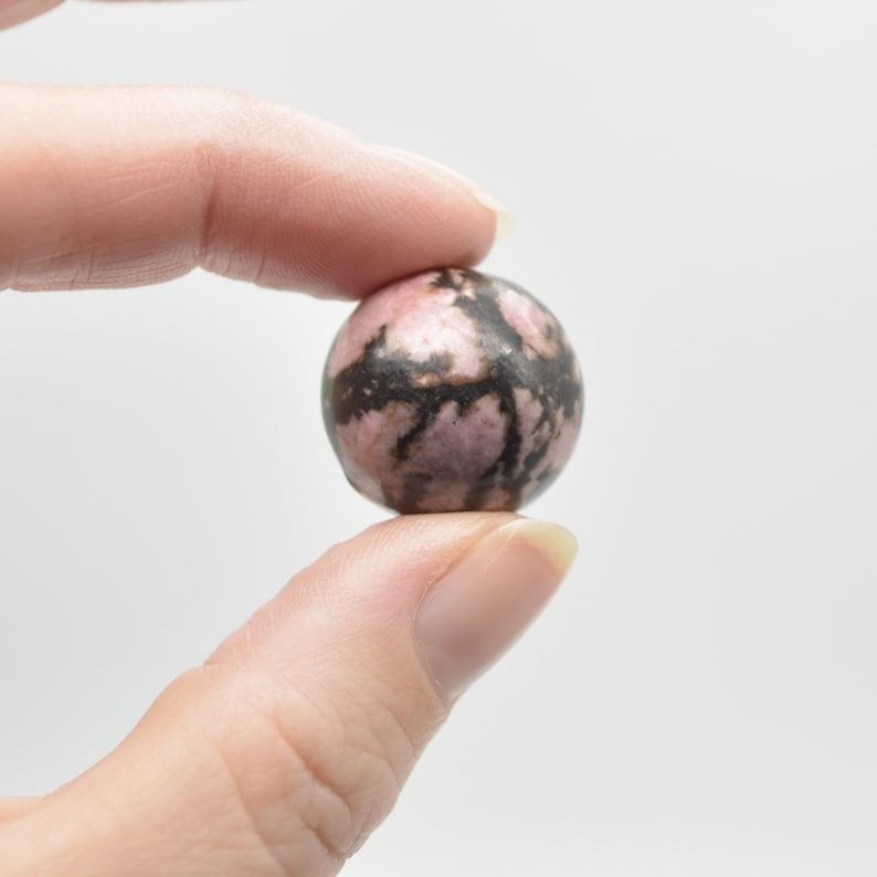 Black Line Rhodonite Sphere Ball - 2cm - 1 or 4 Count - Image 4