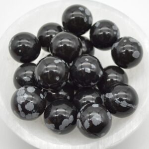 Snow Flake Obsidian Sphere Ball - 2cm - 1 or 4 Count