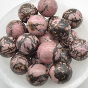 Black Line Rhodonite Sphere Ball - 2cm - 1 or 4 Count