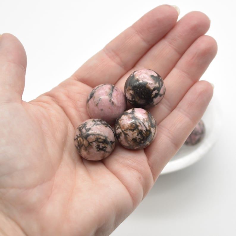 Black Line Rhodonite Sphere Ball - 2cm - 1 or 4 Count - Image 5