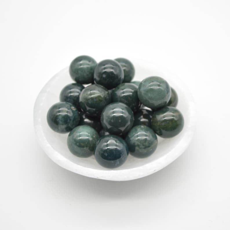 Moss Agate Sphere Ball - 2cm - 1 or 4 Count - Image 2