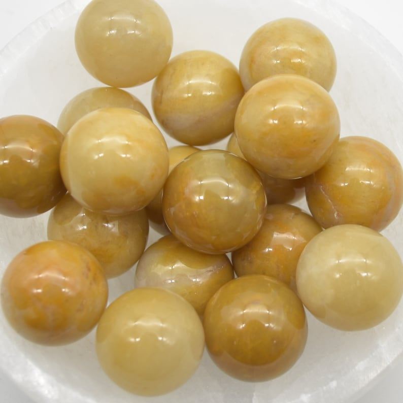 Dark Yellow Calcite Sphere Ball - 2cm - 1 or 4 Count