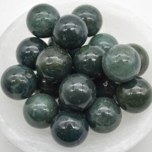 Moss Agate Sphere Ball - 2cm - 1 or 4 Count