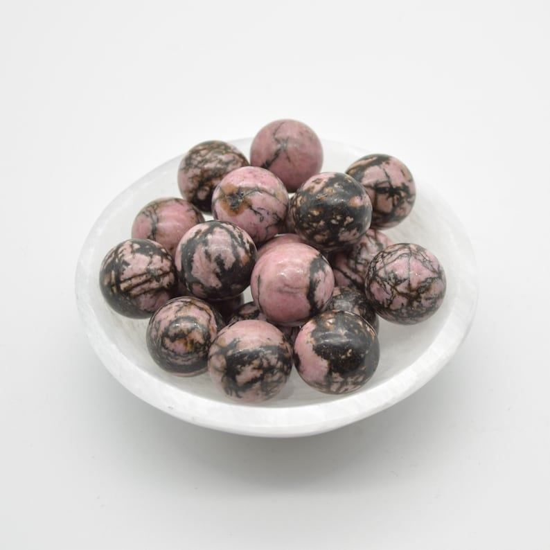Black Line Rhodonite Sphere Ball - 2cm - 1 or 4 Count - Image 2