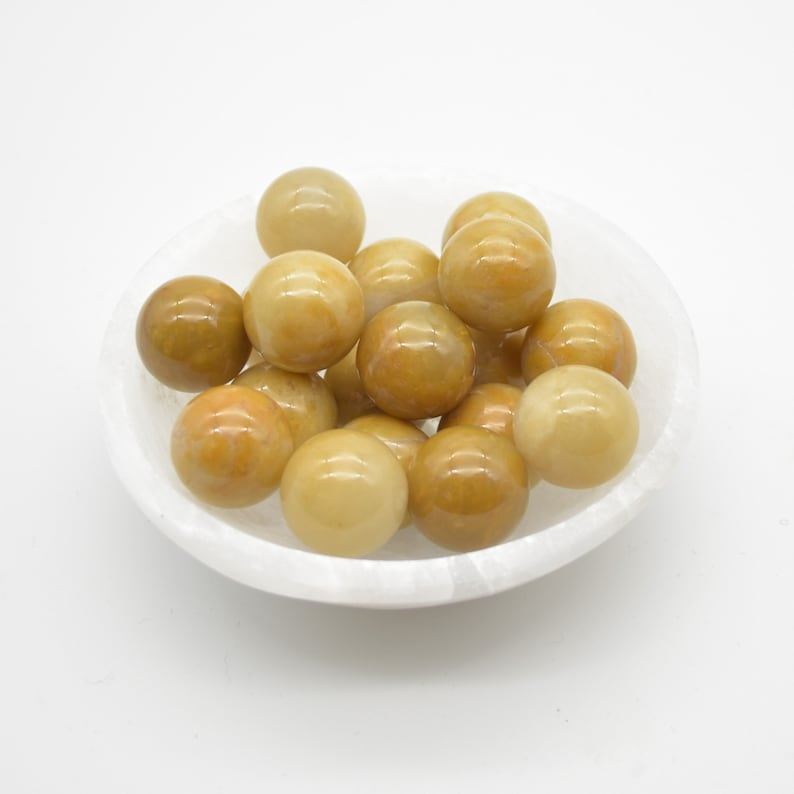 Dark Yellow Calcite Sphere Ball - 2cm - 1 or 4 Count - Image 2