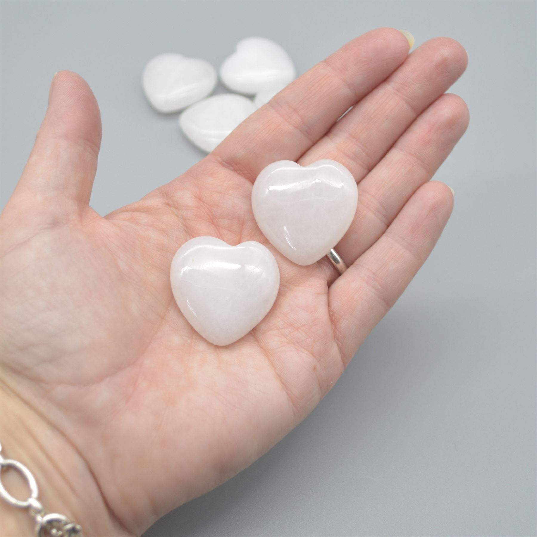 White Snow Jade Heart - 3cm - 1 Count - Image 5
