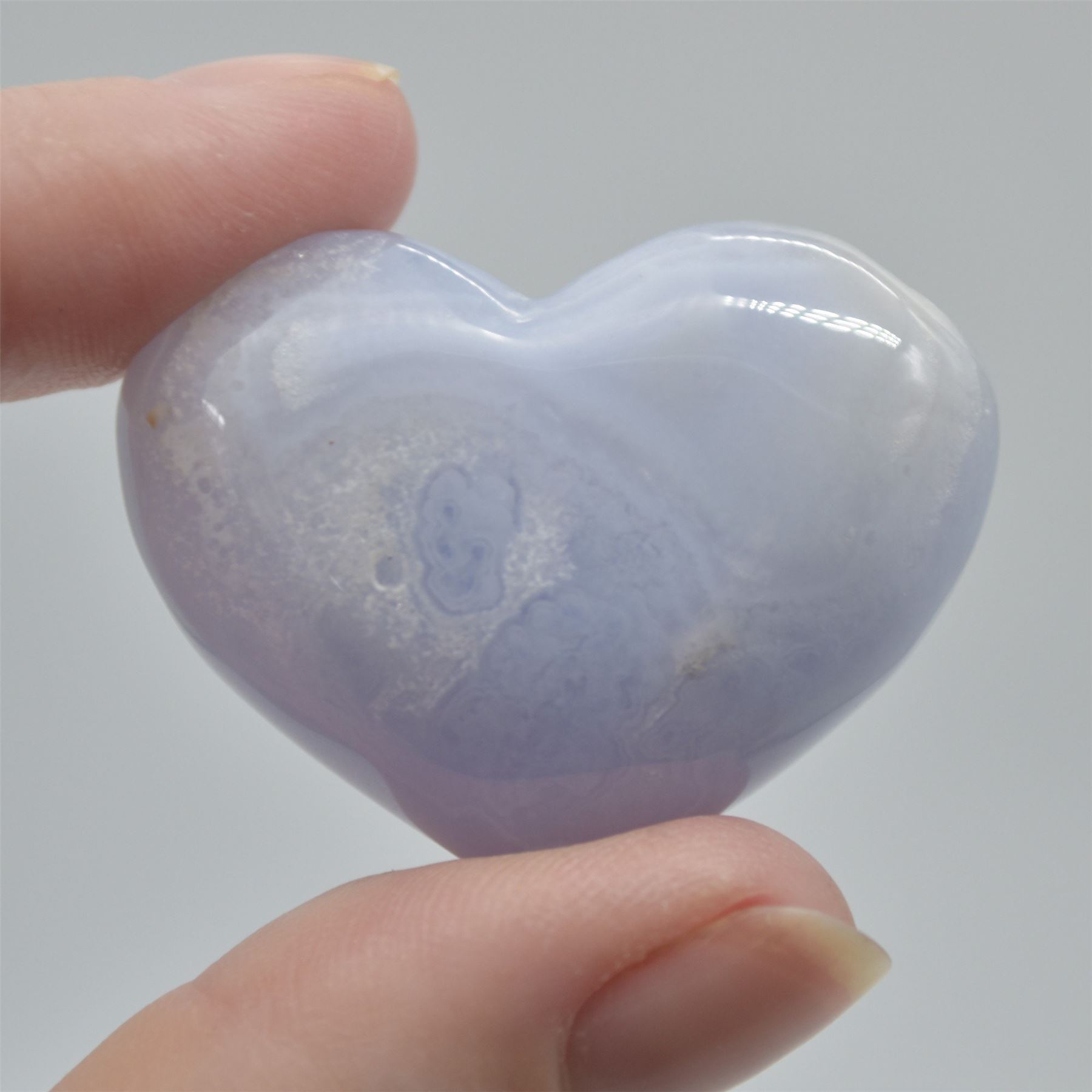 Blue Lace Agate Puffy Heart - 3cm - #03 - Image 2