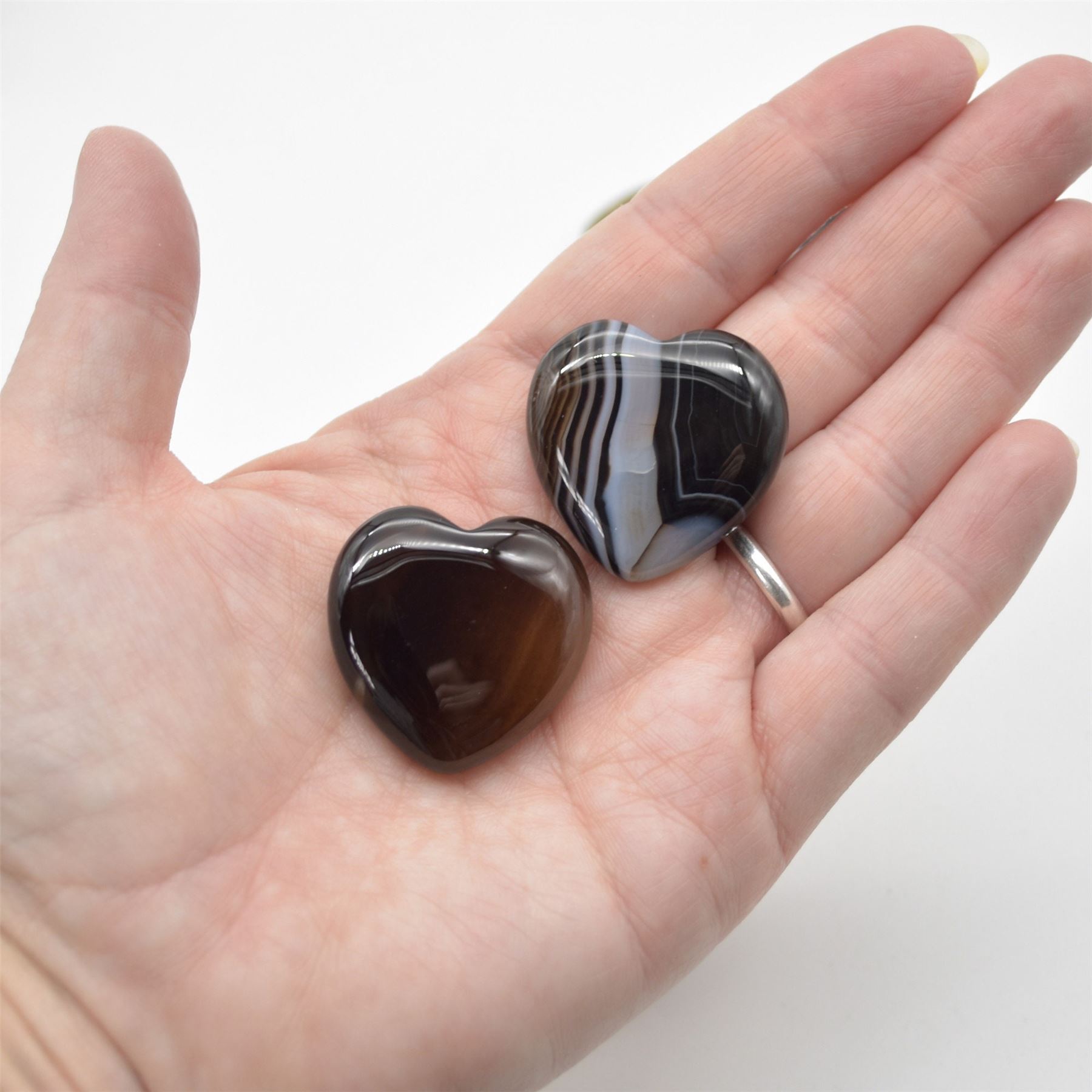 Black Banded Agate Heart - 3cm - 1 Count - Image 6