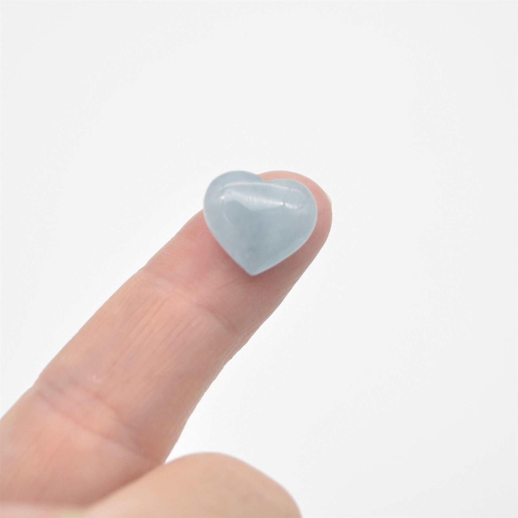 4 Aquamarine Mini Hearts - 1cm - 1.2cm - Image 3