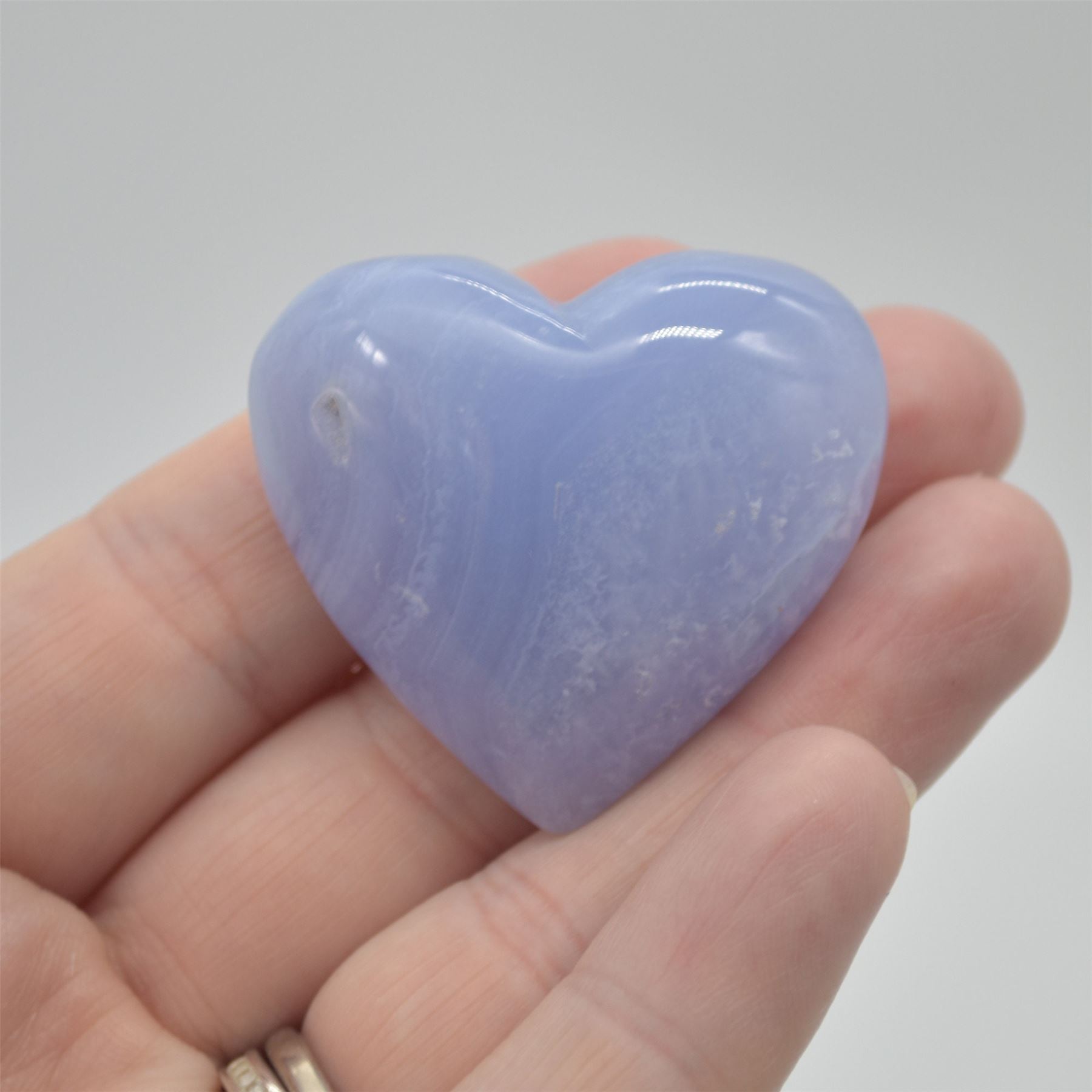 Blue Lace Agate Puffy Heart - 3.7cm - #05 - Image 5