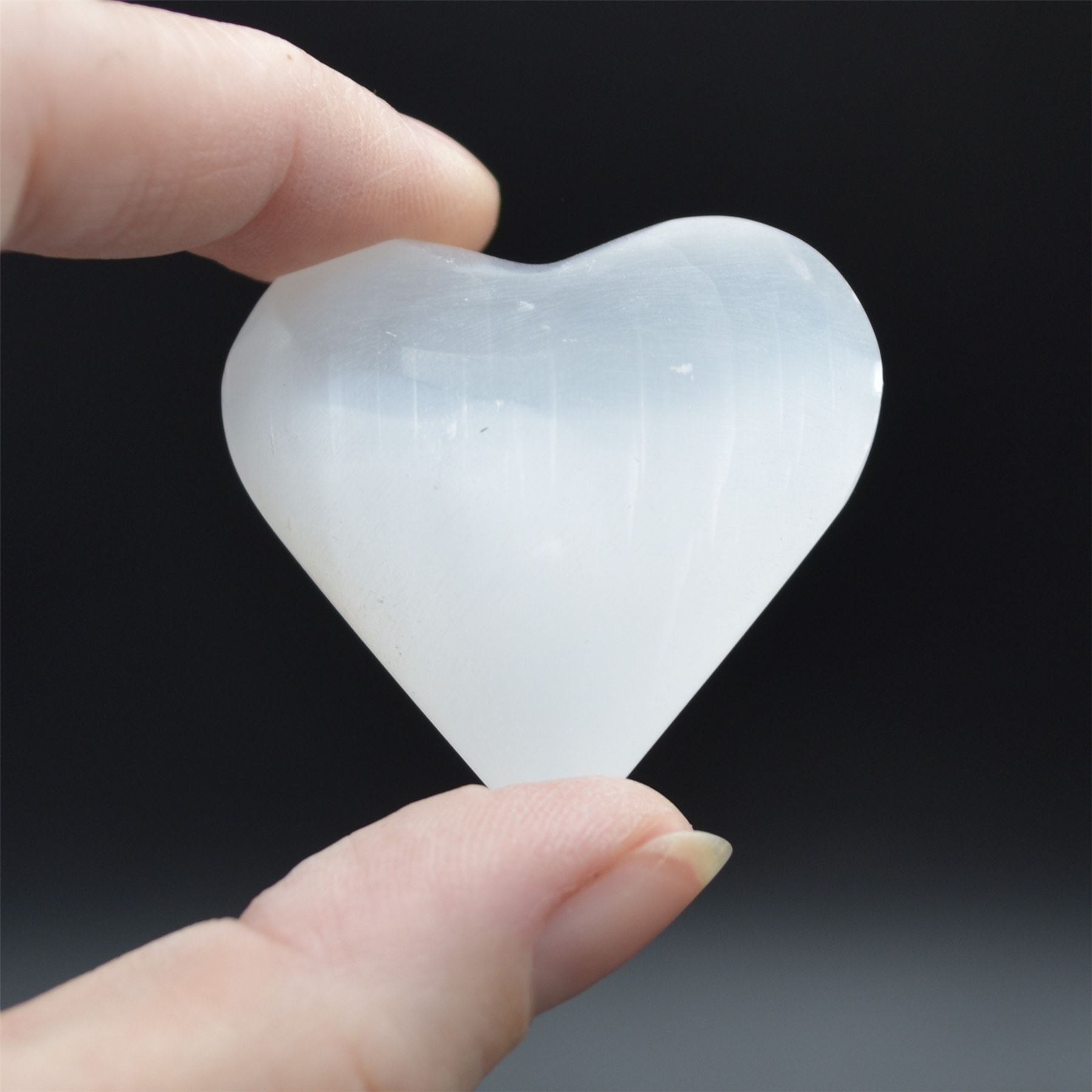 Selenite (Satin Spar) Puffy Heart - 4cm - 1 Count - Image 3