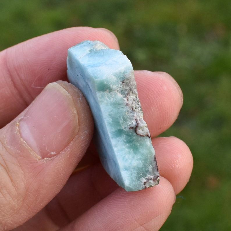 Larimar Dolphin Stone Freeform Raw Slab Slice - 12 grams - #036 - Image 3