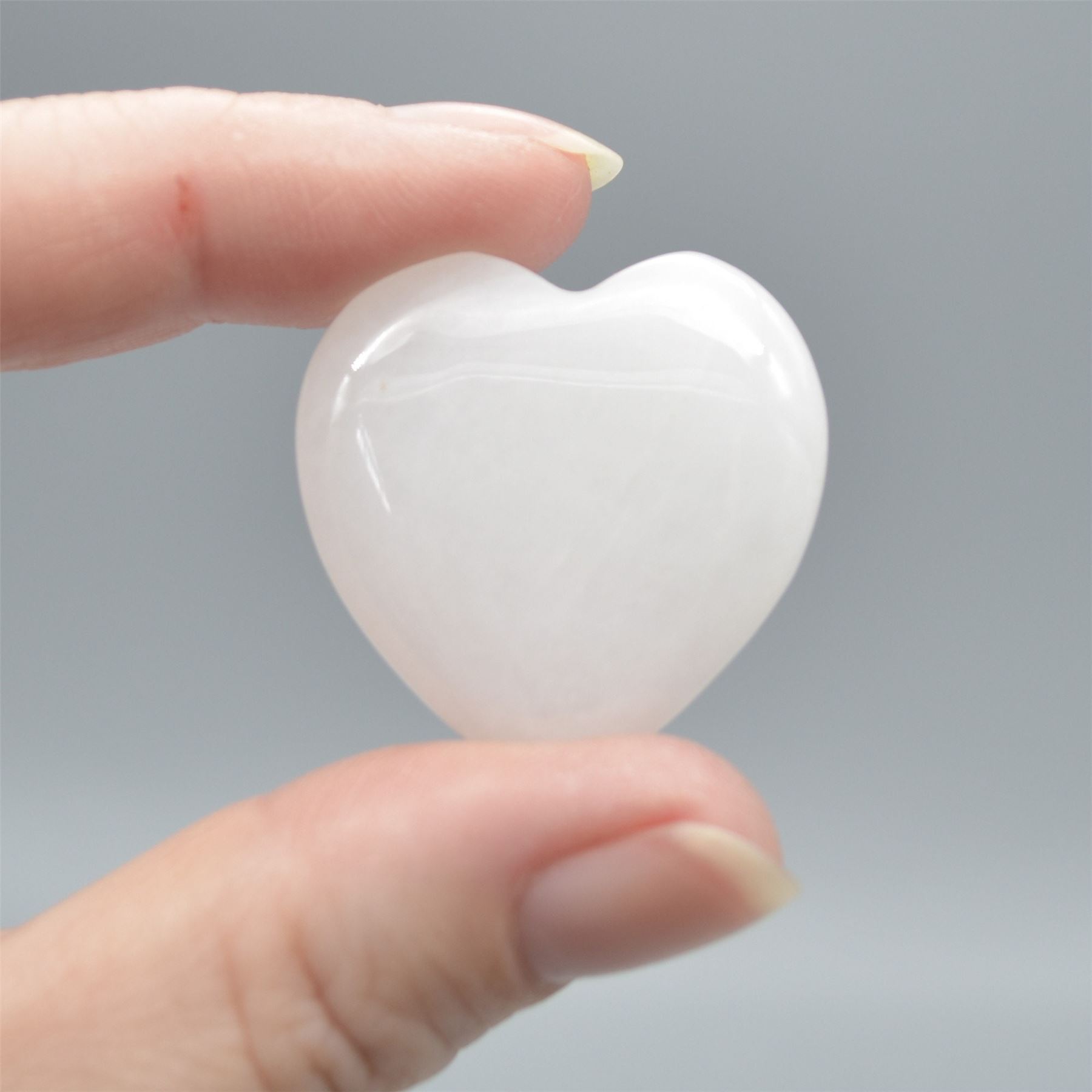 White Snow Jade Heart - 3cm - 1 Count - Image 4