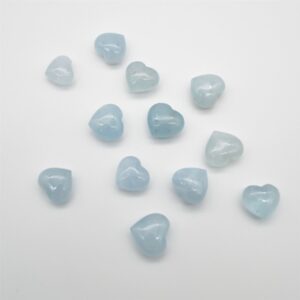 4 Aquamarine Mini Hearts - 1cm - 1.2cm