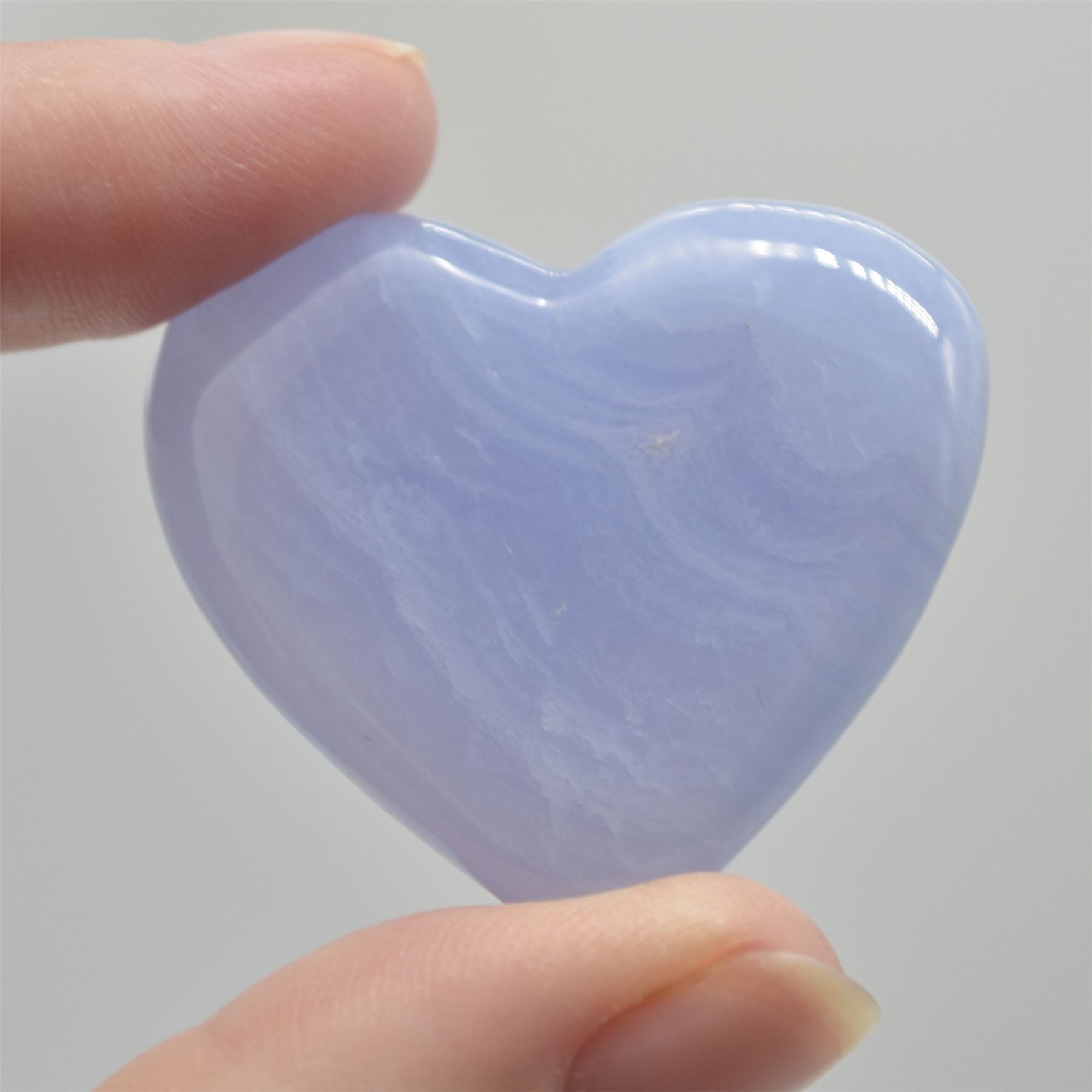 Blue Lace Agate Puffy Heart - 3.7cm - #05 - Image 2