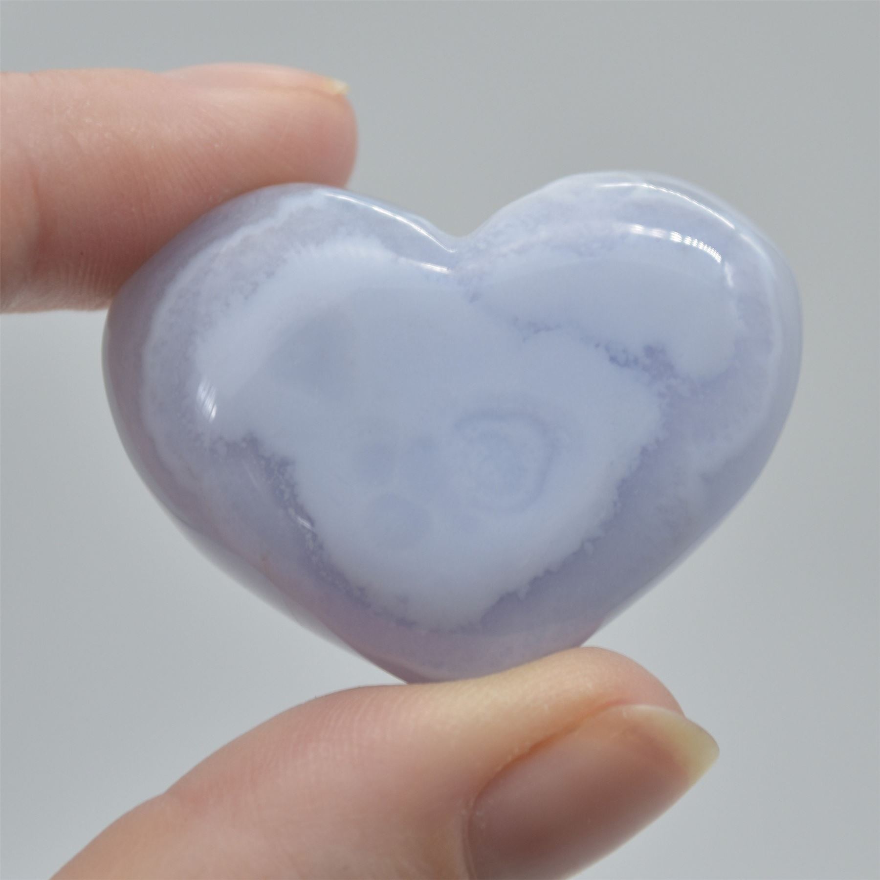 Blue Lace Agate Puffy Heart - 3cm - #03