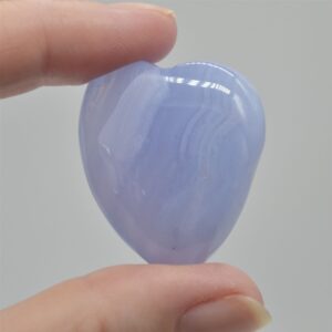Blue Lace Agate Puffy Heart - 3cm - #08