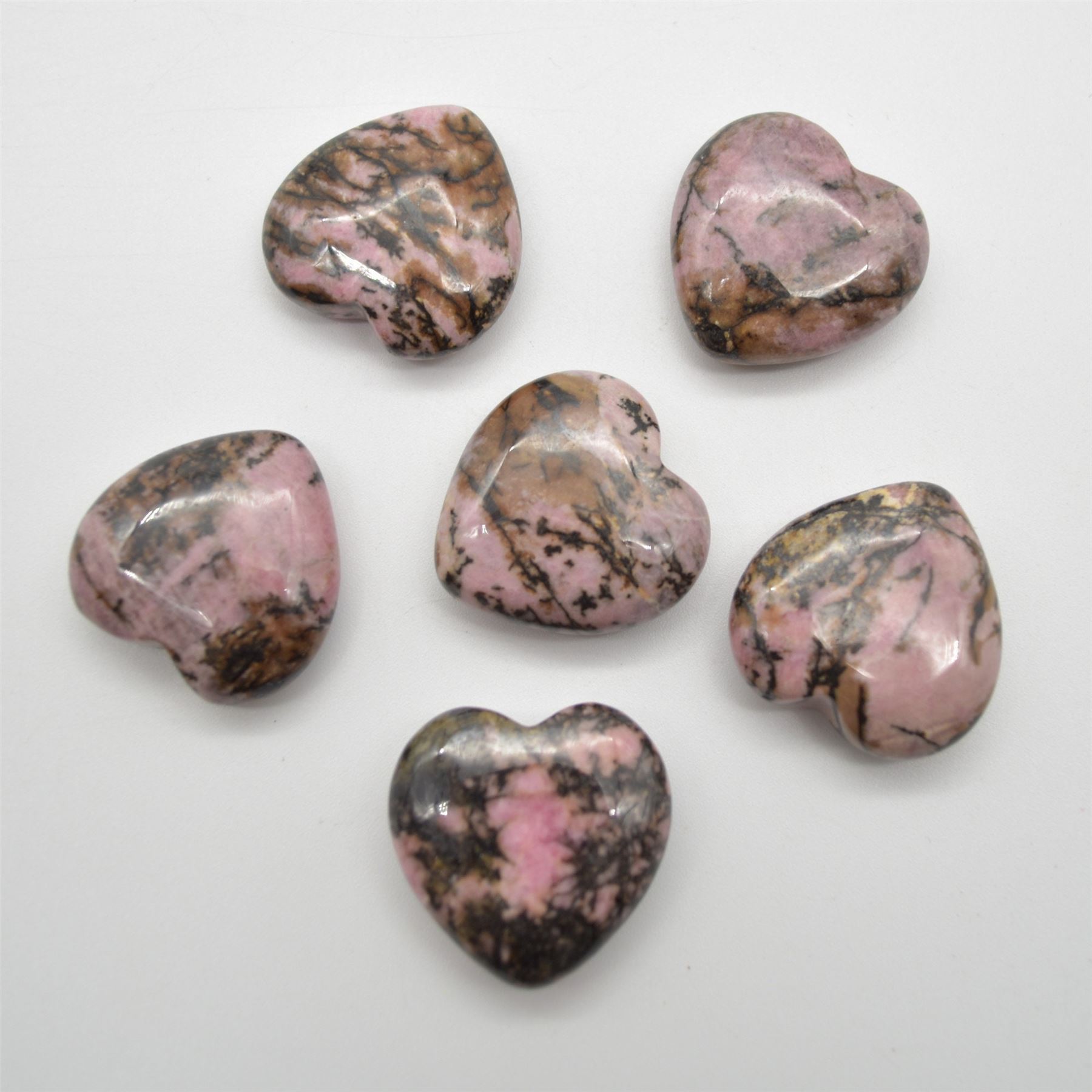 Black Line Rhodonite Heart - 3cm - 1 Count - Image 2