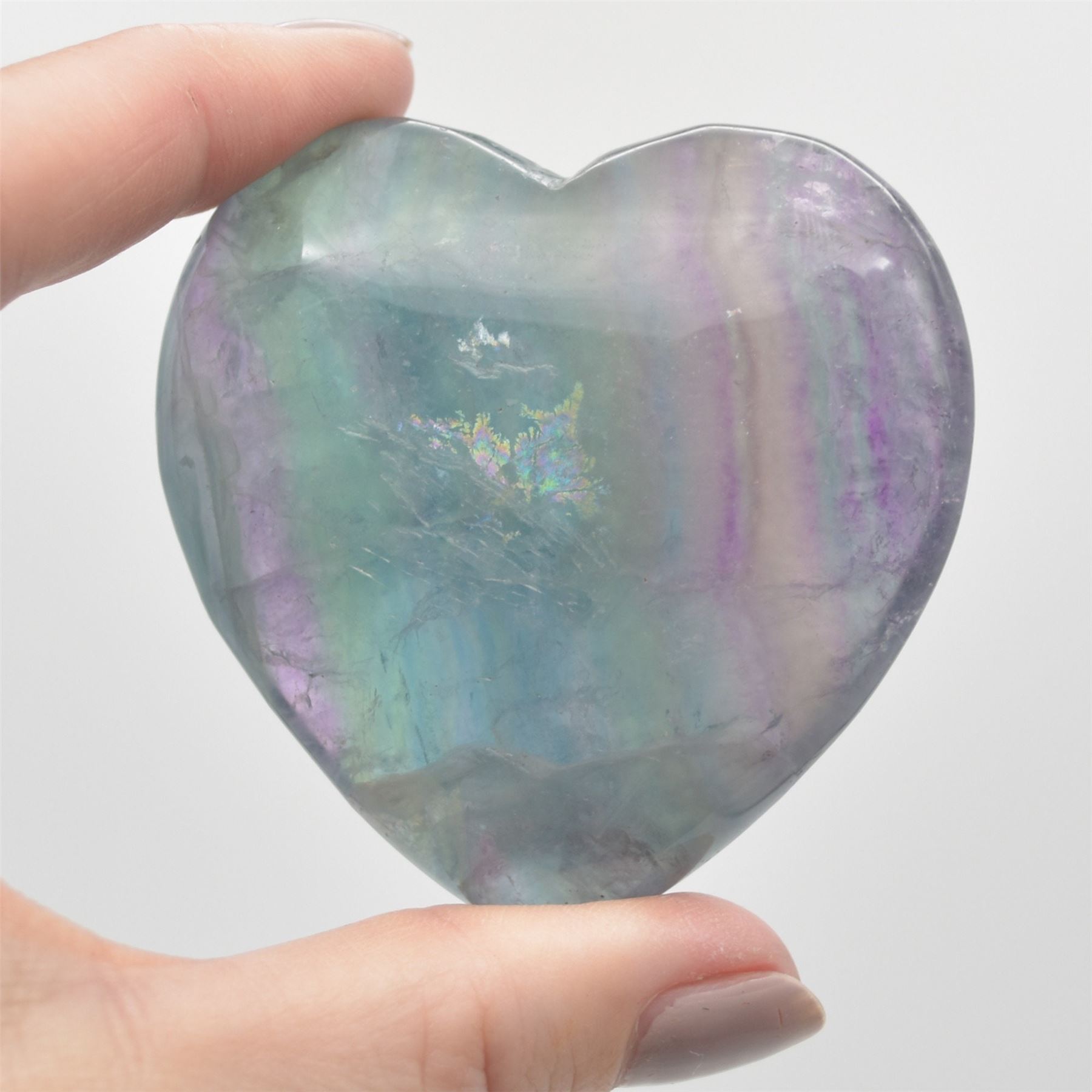 Rainbow Fluorite Crystal Heart - 6cm - 1 Count - Image 4