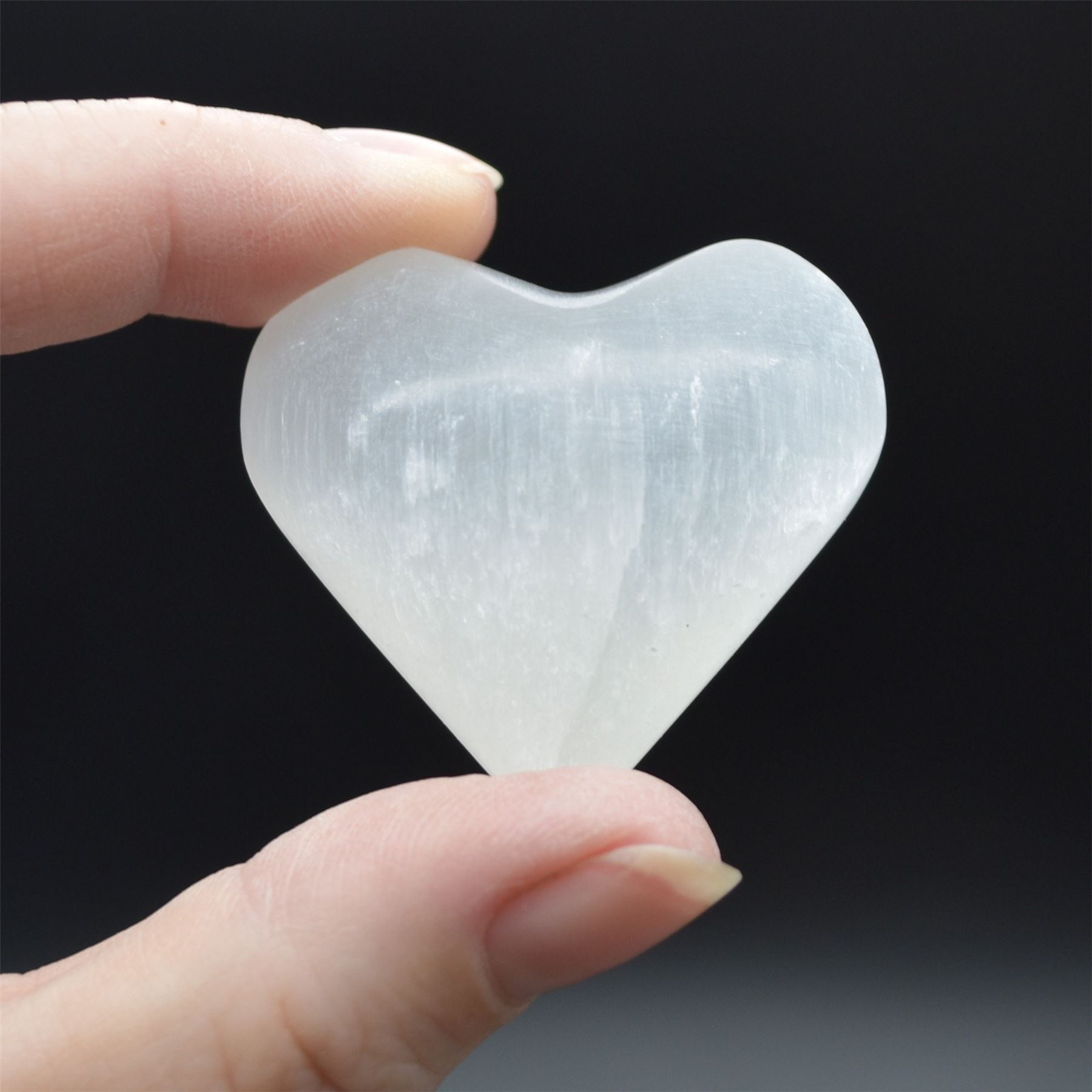 Selenite (Satin Spar) Puffy Heart - 4cm - 1 Count - Image 4