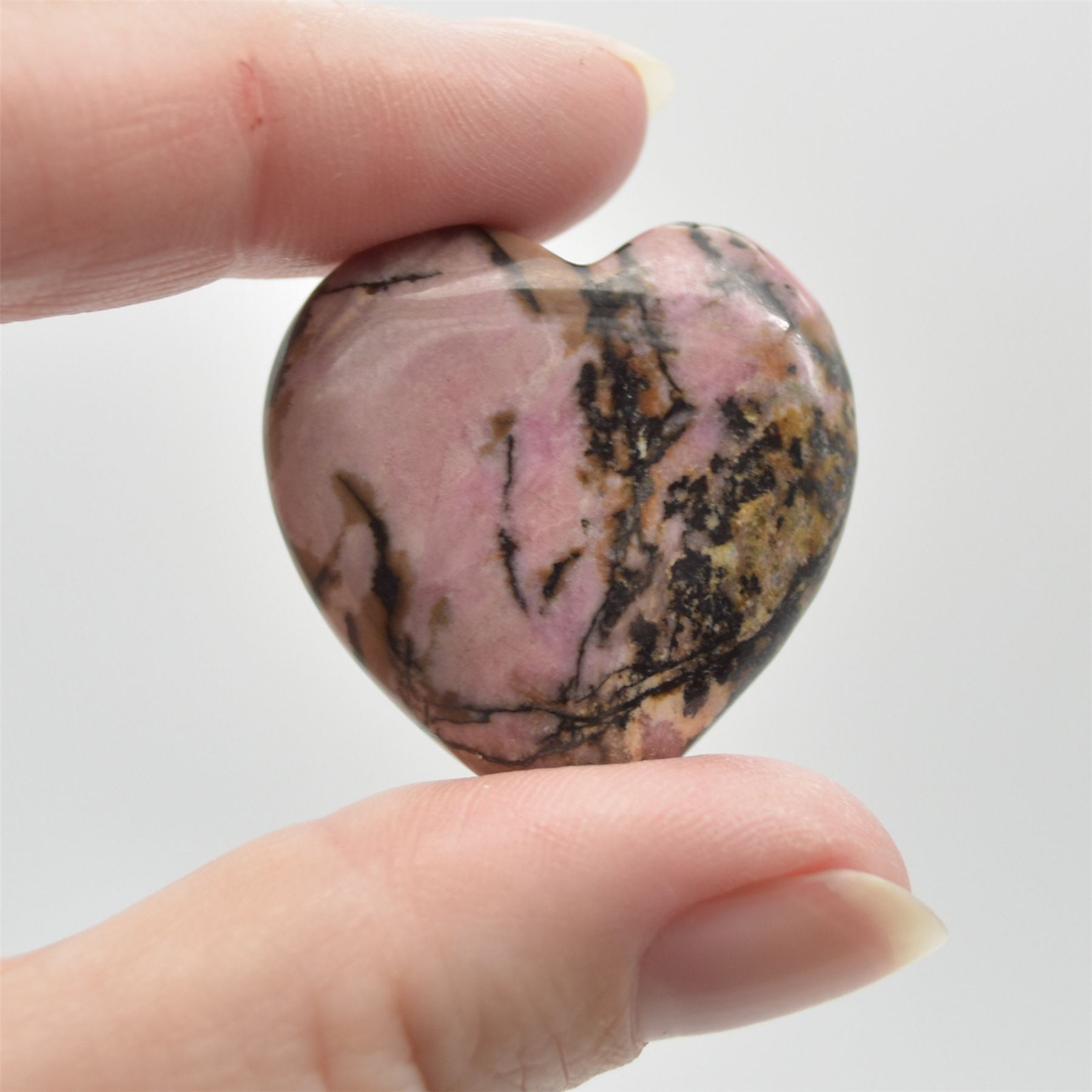 Black Line Rhodonite Heart - 3cm - 1 Count - Image 5