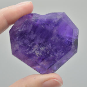Amethyst Gemstone Faceted Heart - 5cm #02