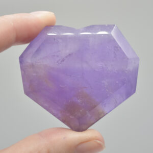 Amethyst Gemstone Faceted Heart - 5cm #03
