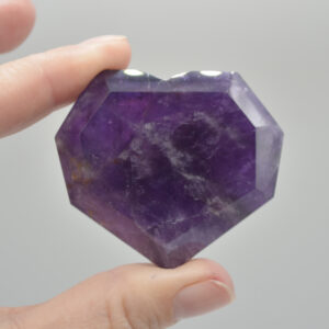Amethyst Gemstone Faceted Heart - 5cm #04