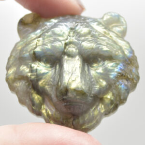 Labradorite Carved Bear Face - 4cm - 1.5 inch - 1 Count