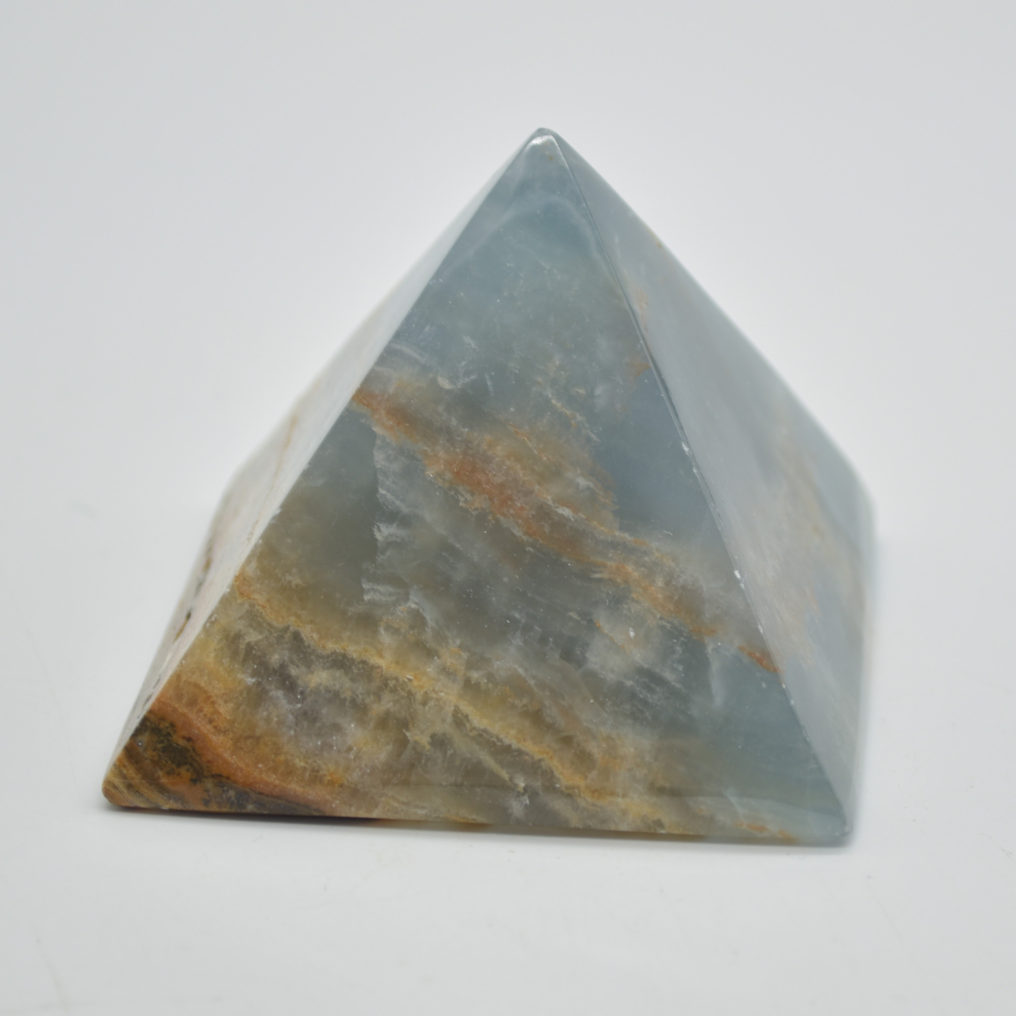 Blue Onyx Lemerian Aquatine Calcite Crystal Pyramid - 5cm x 6.5cm #03 - Image 2