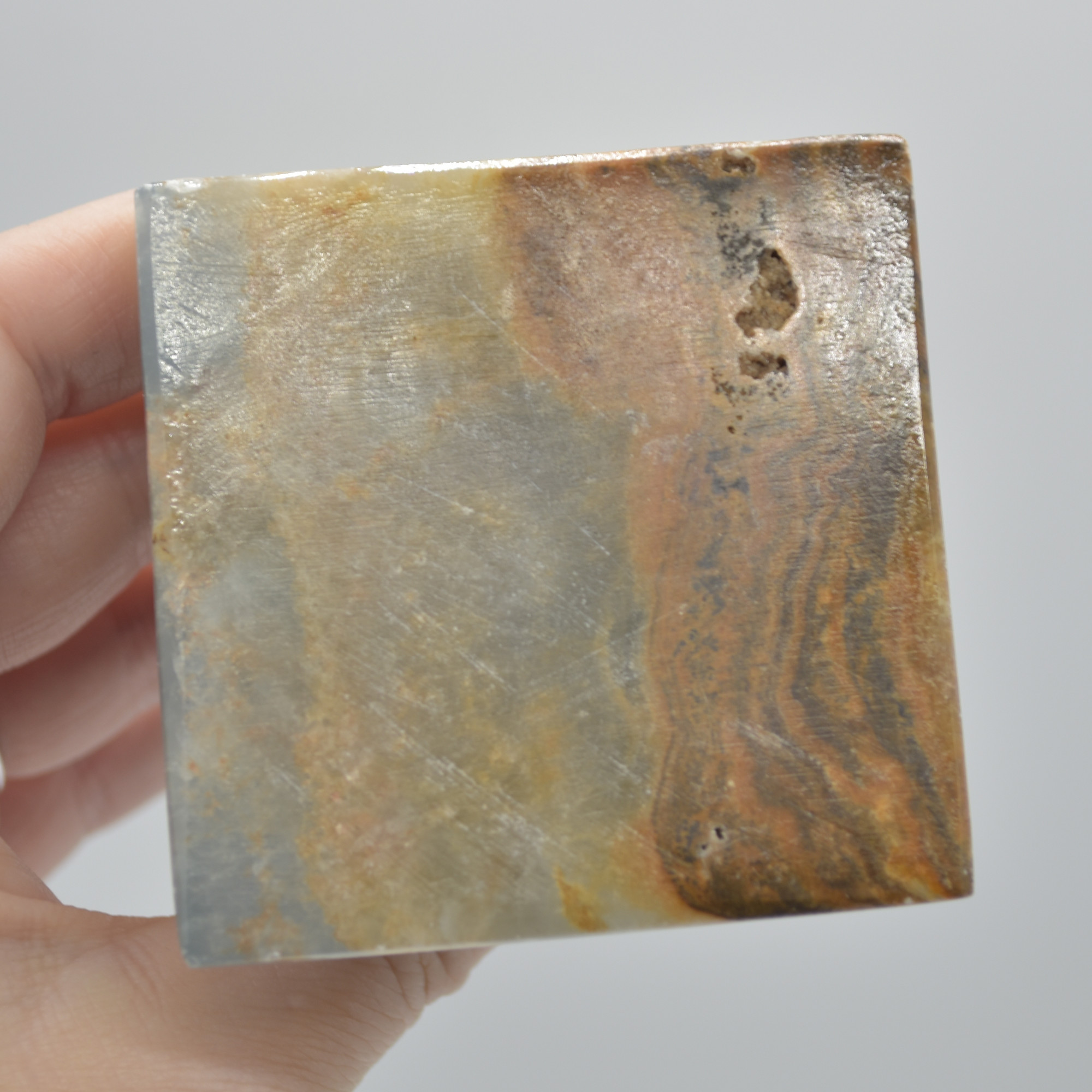 Blue Onyx Lemerian Aquatine Calcite Crystal Pyramid - 5cm x 6.5cm #03 - Image 4