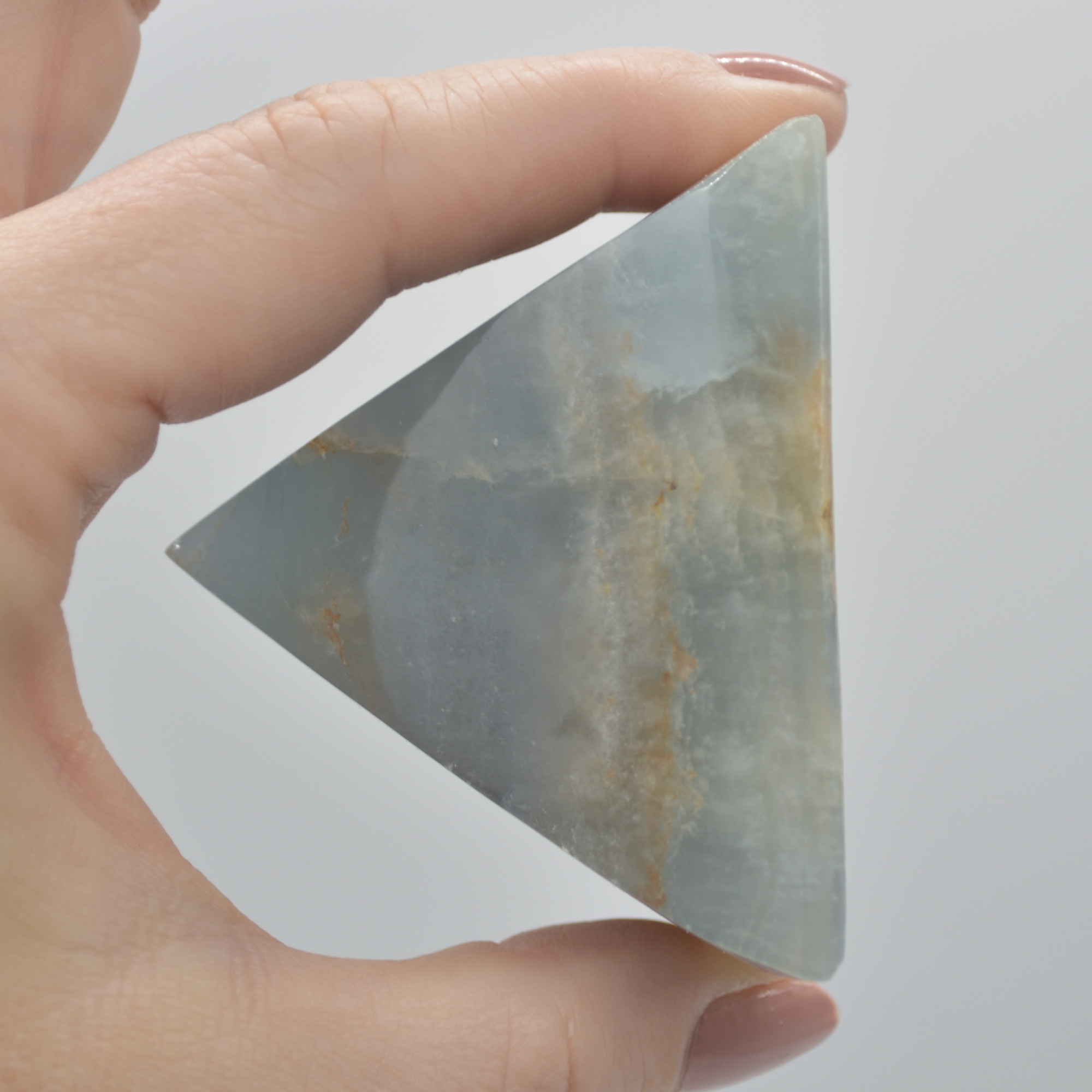 Blue Onyx Lemerian Aquatine Calcite Crystal Pyramid - 5cm x 6.5cm #03 - Image 5