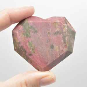 Rhodonite Gemstone Faceted Heart - 5cm #01