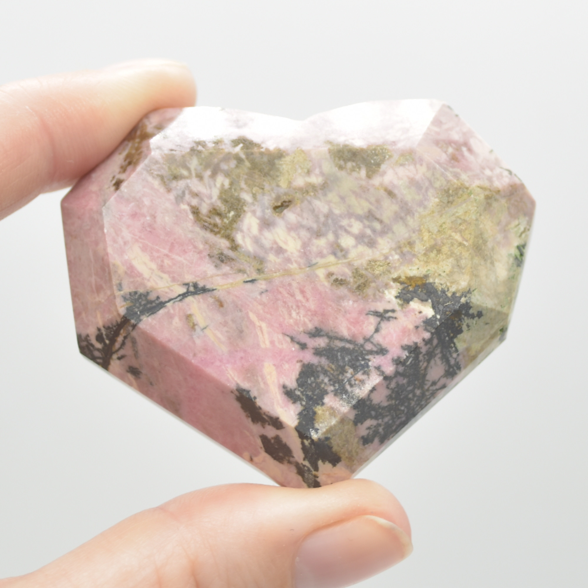 Rhodonite Gemstone Faceted Heart - 5cm #02 - Image 2