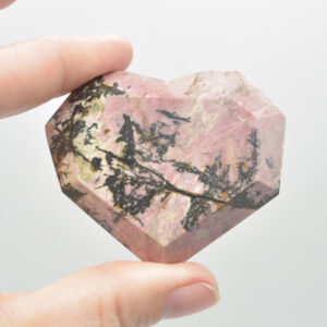 Rhodonite Gemstone Faceted Heart - 5cm #02