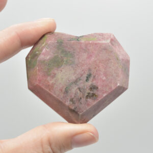 Rhodonite Gemstone Faceted Heart - 5cm #03