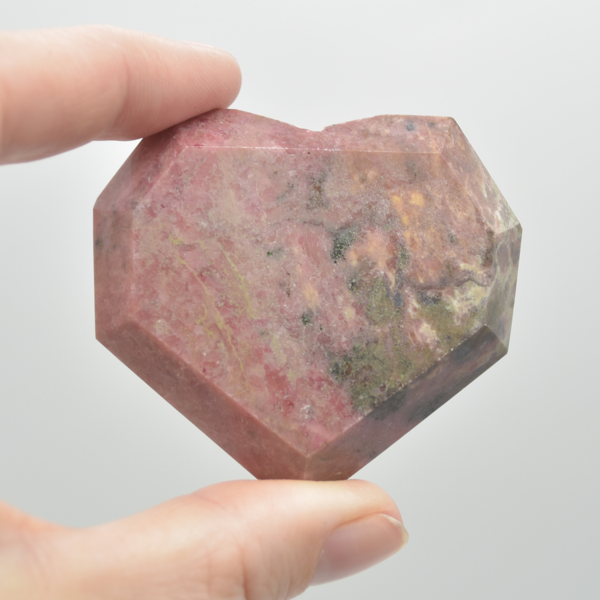 Rhodonite Gemstone Faceted Heart - 5cm #03 - Image 3