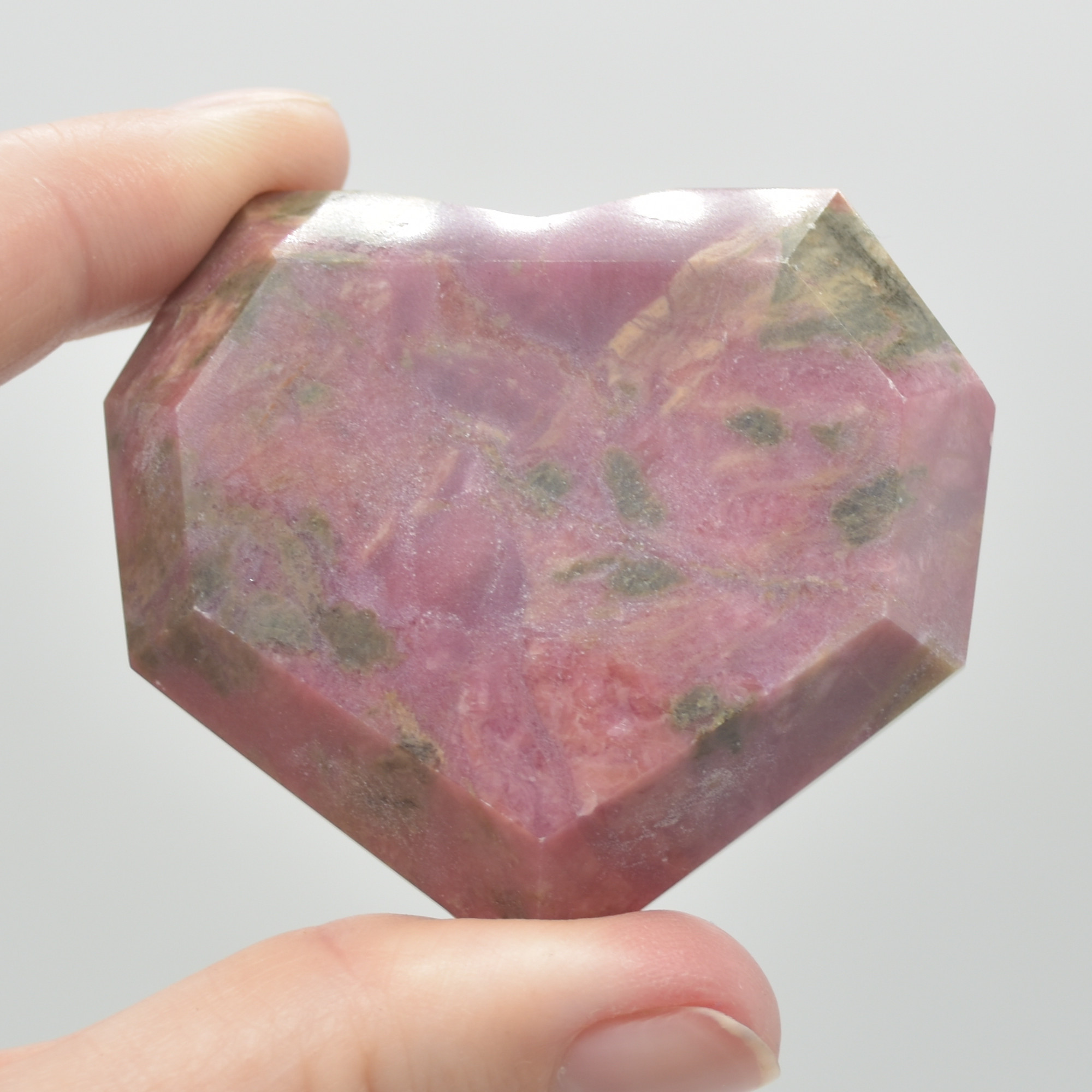Rhodonite Gemstone Faceted Heart - 5cm #04 - Image 2