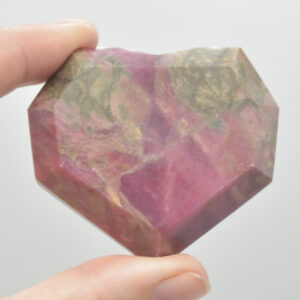 Rhodonite Gemstone Faceted Heart - 5cm #04