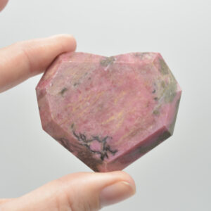 Rhodonite Gemstone Faceted Heart - 5cm #05