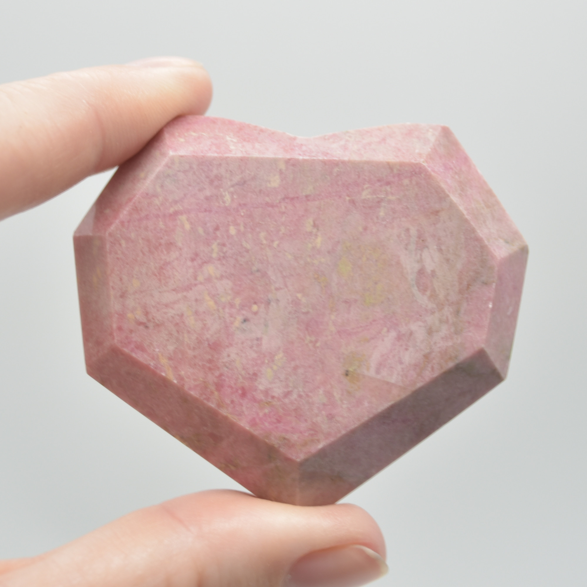 Rhodonite Gemstone Faceted Heart - 5cm #06