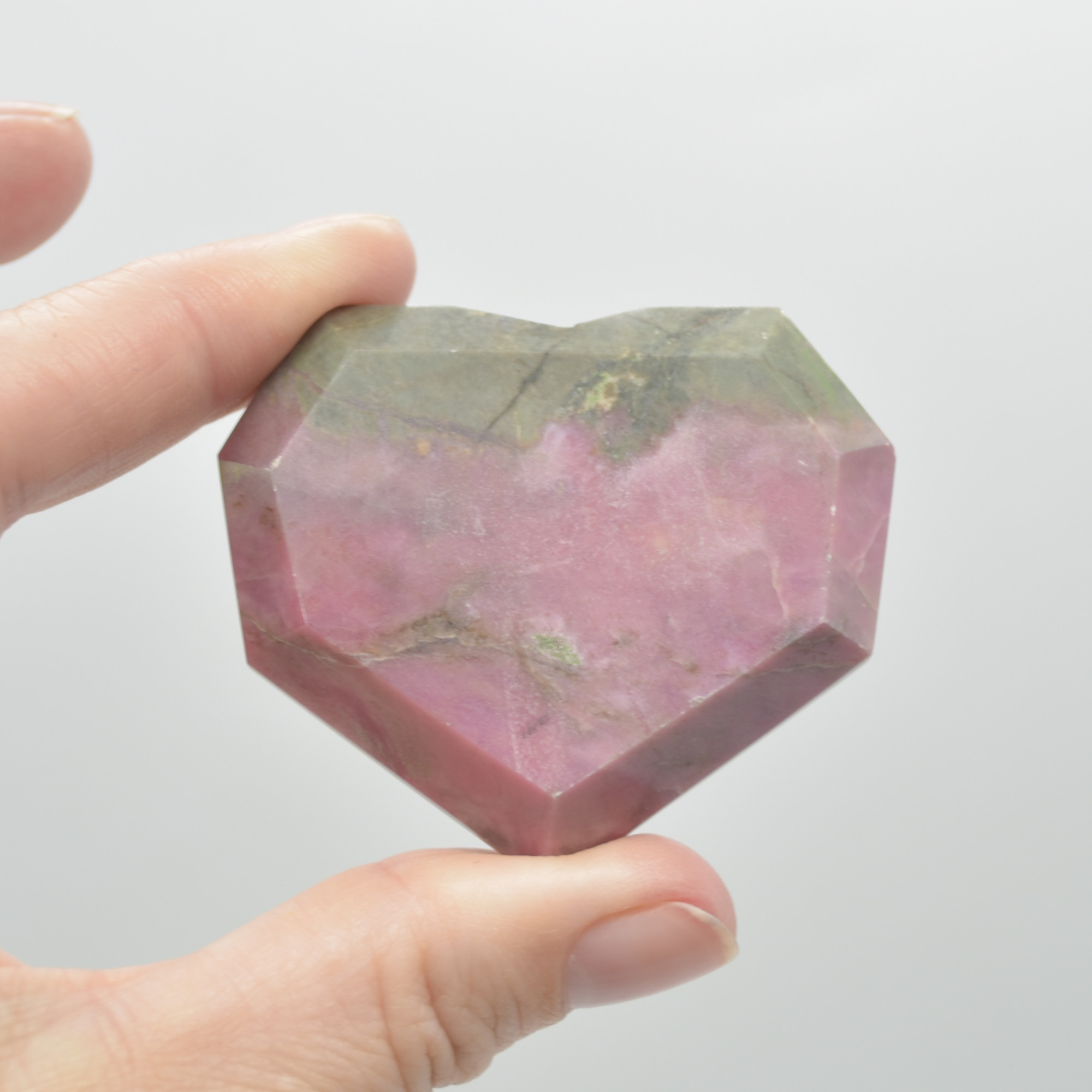 Rhodonite Gemstone Faceted Heart - 5cm #07 - Image 2