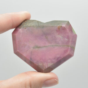 Rhodonite Gemstone Faceted Heart - 5cm #07