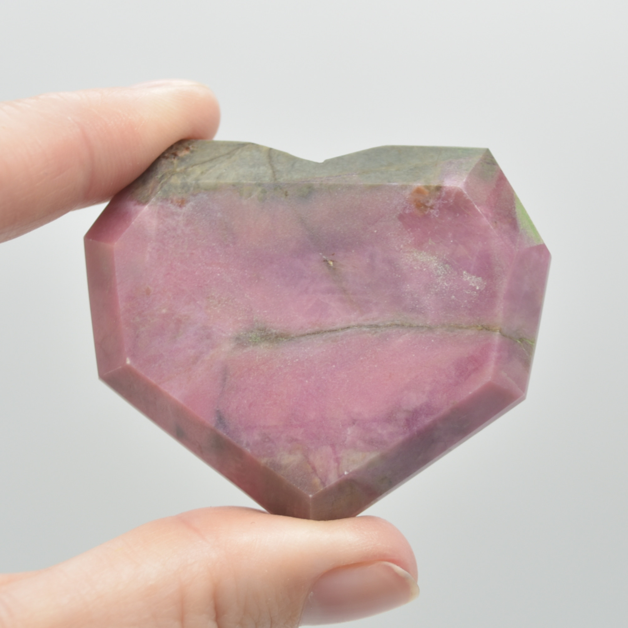 Rhodonite Gemstone Faceted Heart - 5cm #07