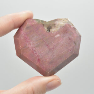 Rhodonite Gemstone Faceted Heart - 5cm #08