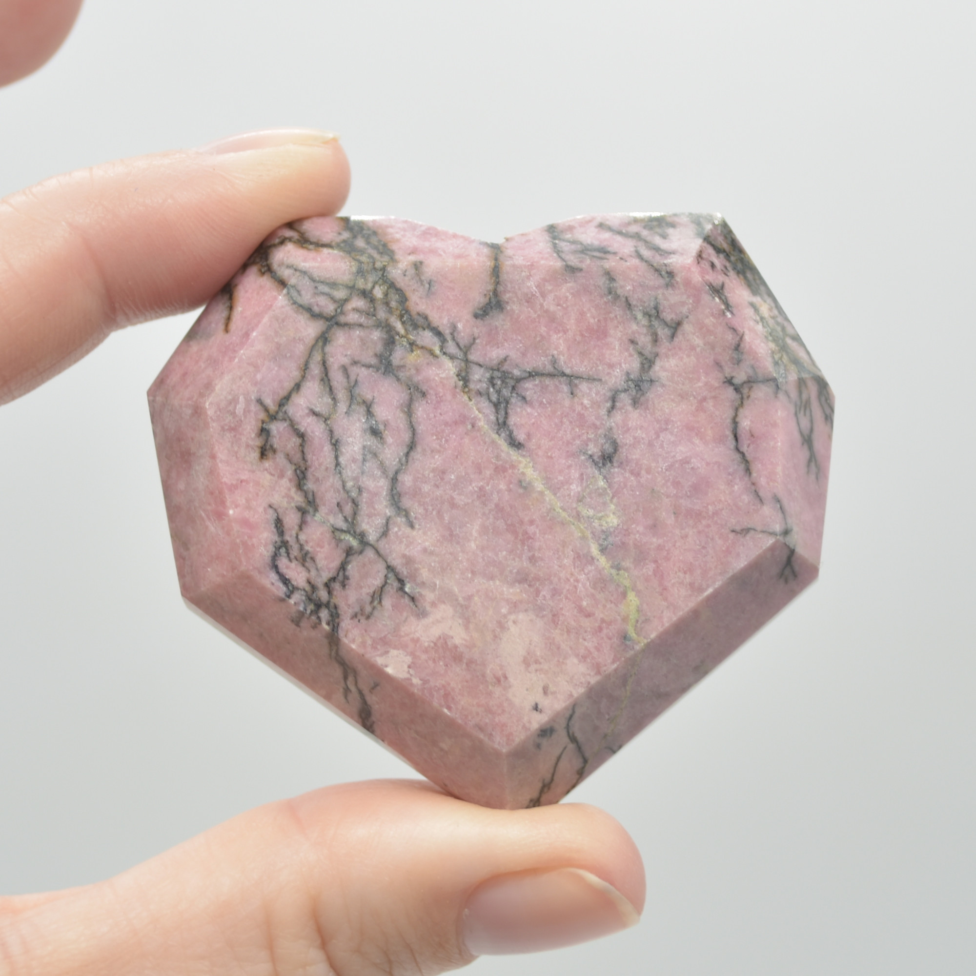 Rhodonite Gemstone Faceted Heart - 5cm #09 - Image 2