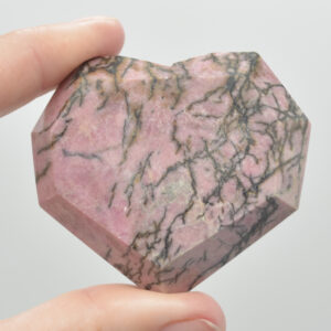 Rhodonite Gemstone Faceted Heart - 5cm #09