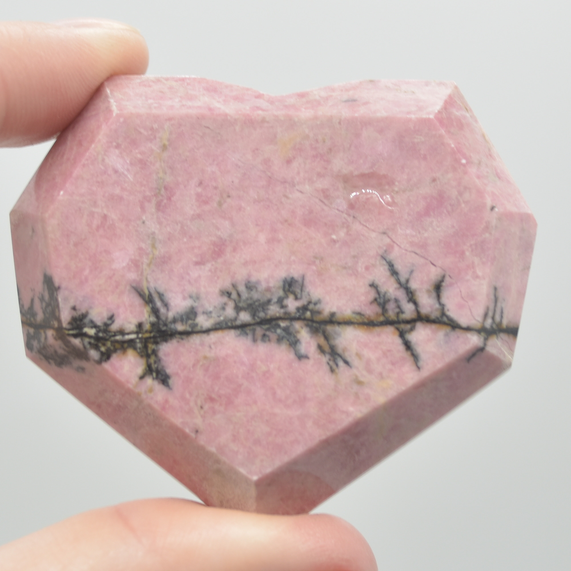 Rhodonite Gemstone Faceted Heart - 5cm #10 - Image 3