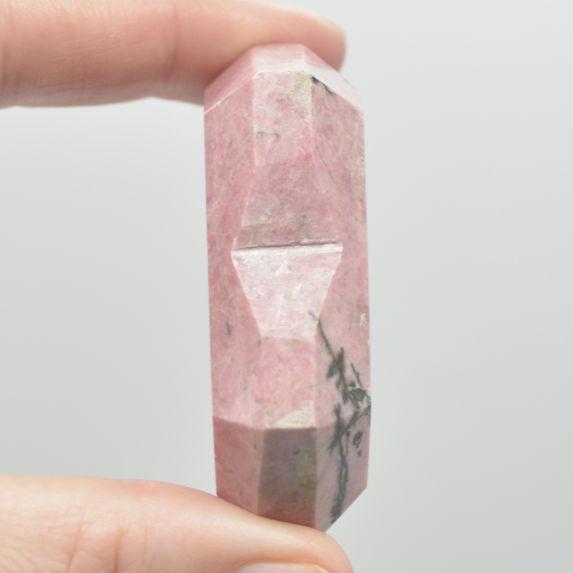 Rhodonite Gemstone Faceted Heart - 5cm #10 - Image 4