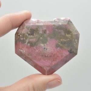Rhodonite Gemstone Faceted Heart - 5cm #12